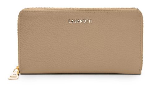 Lazarotti Bologna Leather Zip Around Wallet With 16 Card Slots Sand