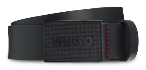 HUGO Gethon Sz35 Leather Belt W105 Black