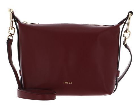 FURLA Vitello Claris Lux Tonie Hobo Bag XS Rubino
