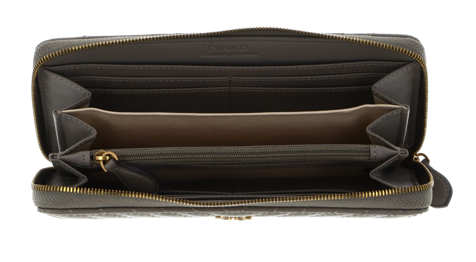 PINKO Ryder Zip Around Sheep Nappa Chevron Noce - Antique Gold PINKO Ryder Zip Around Sheep Nappa Chevron Noce - Antique Gold