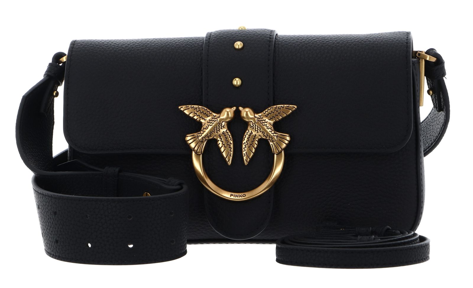 PINKO Love One Mini Slouchy FL S Nero - Antique Gold