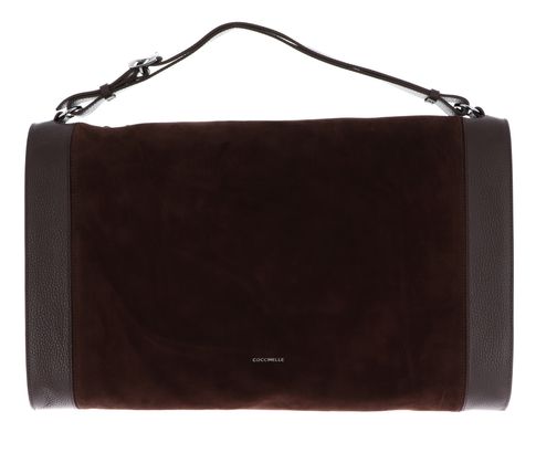 COCCINELLE Elinor Suede Bimaterial Handbag Brunette / Brunet