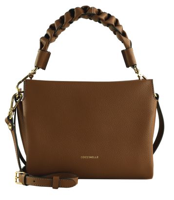 COCCINELLE Boheme Grana Double Crossbody Double Grainy Leather Cognac / Noir