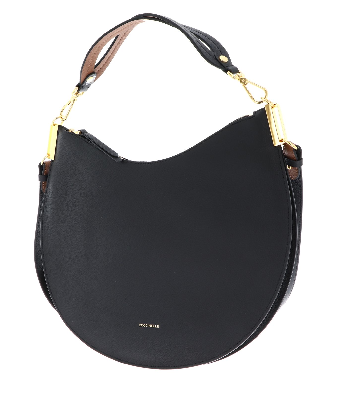 COCCINELLE Sunup Handbag Double Grainy Leather Noir / Cognac COCCINELLE Sunup Handbag Double Grainy Leather Noir / Cognac