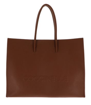 COCCINELLE Maxi Log Handbag Grained Leather Cognac