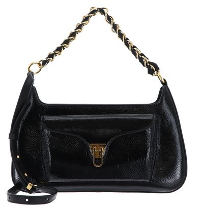 COCCINELLE Beat Generatio Shiny Wrinkled Shoulder Bag Noir / Noir