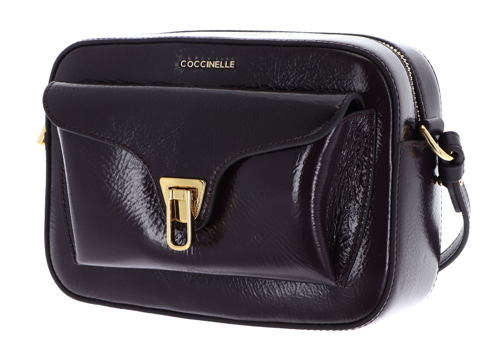 COCCINELLE Beat Shiny Wrinkled Camera Bag Prune / Prune COCCINELLE Beat Shiny Wrinkled Camera Bag Prune / Prune
