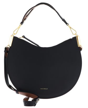 COCCINELLE Sunup Handbag Double Grainy Leather Noir / Cognac
