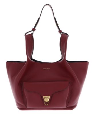 COCCINELLE Beat Shopping Double Grainy Leather Handbag S Ribes / Prune COCCINELLE Beat Shopping Double Grainy Leather Handbag S Ribes / Prune