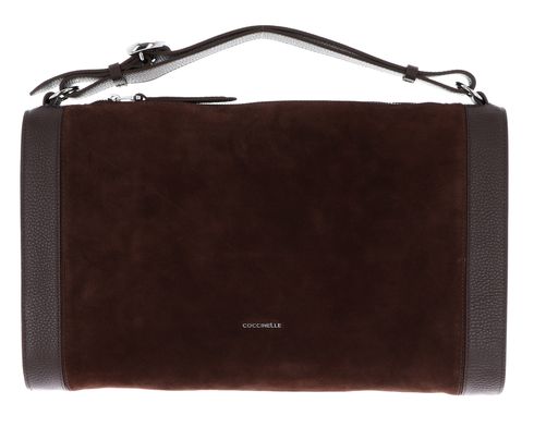 COCCINELLE Elinor Suede Bimaterial Handbag Brunette / Brunet