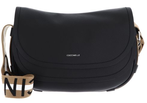 COCCINELLE Raquel Crossbody Bag Noir / Cognac