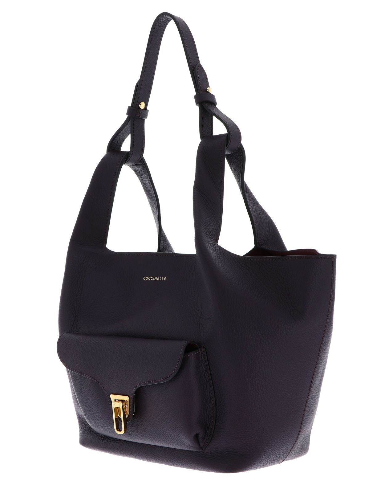 COCCINELLE Beat Shopping Double Grainy Leather Handbag S Prune / Ribes COCCINELLE Beat Shopping Double Grainy Leather Handbag S Prune / Ribes