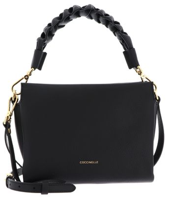 COCCINELLE Boheme Grana Double Crossbody Double Grainy Leather Noir / Cognac