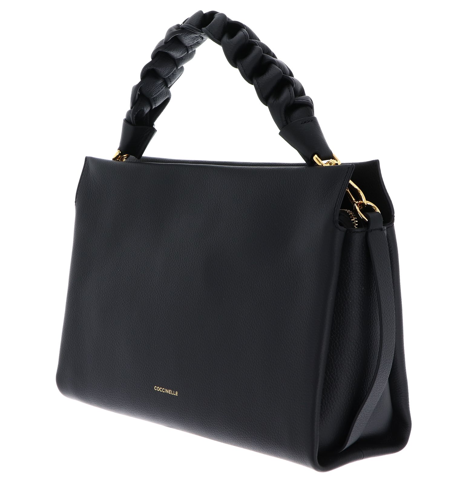 COCCINELLE Boheme Grana Double Hand Bag Noir / Cognac COCCINELLE Boheme Grana Double Hand Bag Noir / Cognac