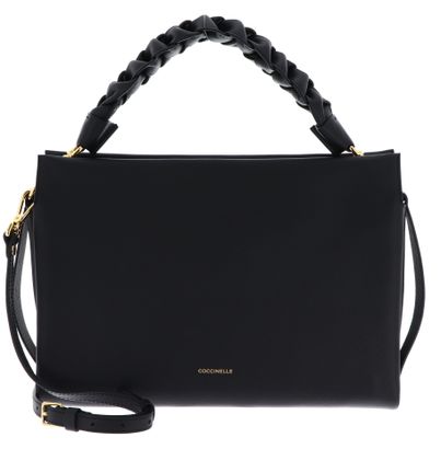 COCCINELLE Boheme Grana Double Hand Bag Noir / Cognac COCCINELLE Boheme Grana Double Hand Bag Noir / Cognac