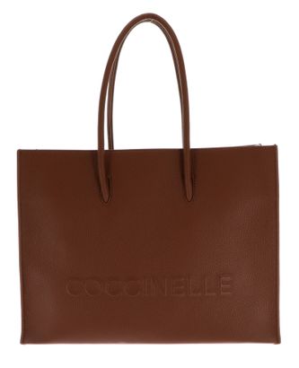 COCCINELLE Myrtha Maxi Log Handbag Grained Leather Cognac