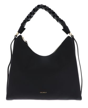 COCCINELLE Boheme Grana Double Shoulder Bag L Noir / Cognac