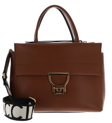 COCCINELLE Arlettis Signature Handbag Grained Leather Cognac