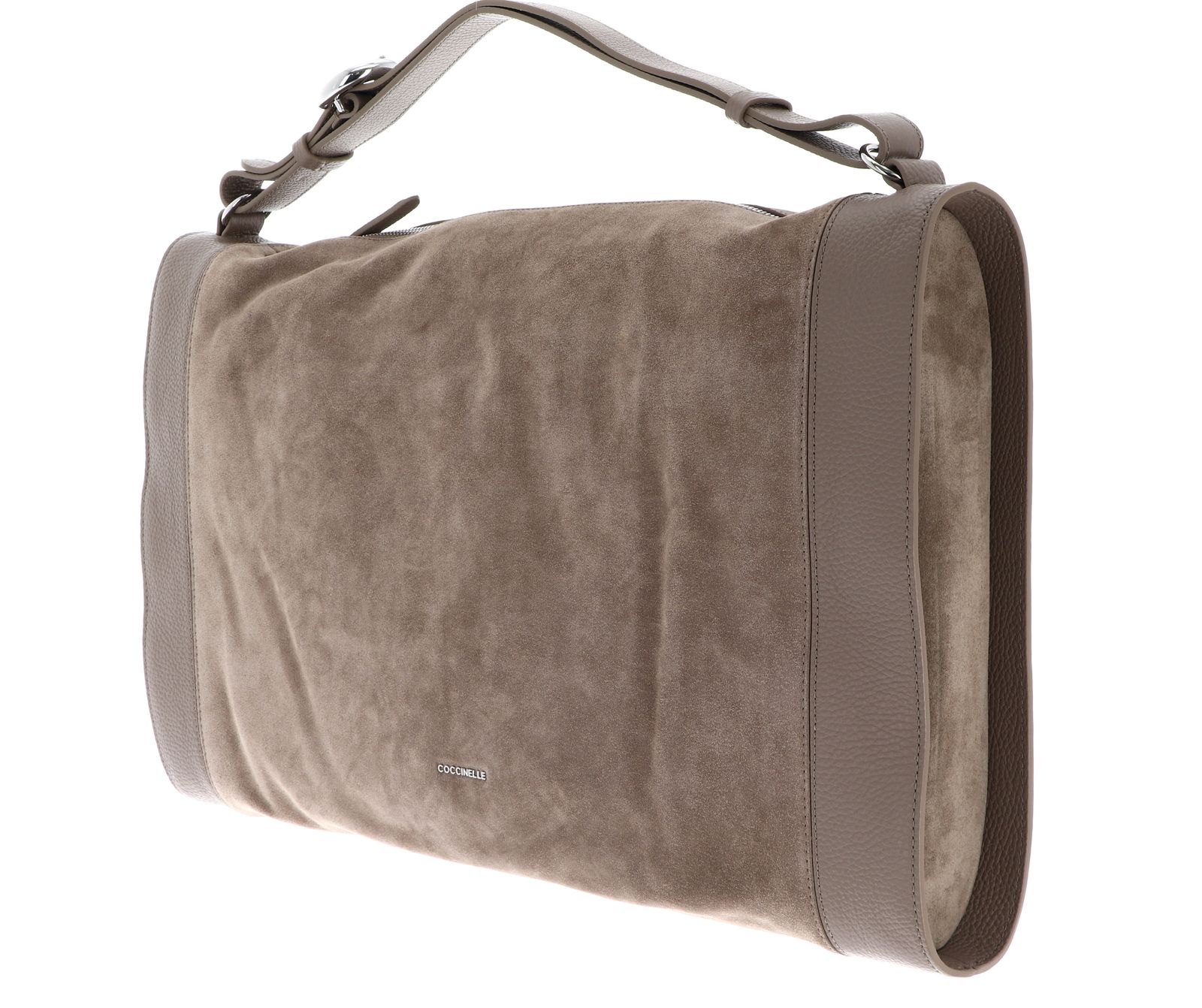 COCCINELLE Elinor Suede Bimaterial Handbag Warm Taupe / Warm Taupe COCCINELLE Elinor Suede Bimaterial Handbag Warm Taupe / Warm Taupe