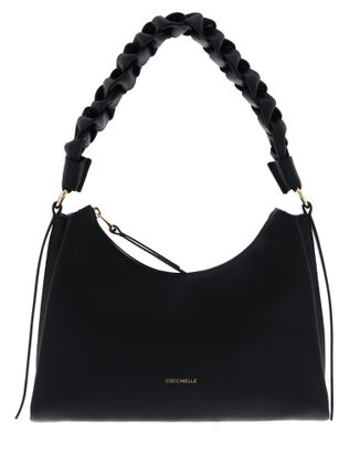 COCCINELLE Boheme Grana Double Shoulder Bag M Noir / Cognac