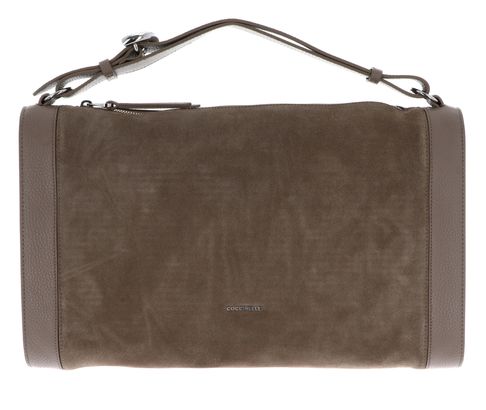 COCCINELLE Elinor Suede Bimaterial Handbag Warm Taupe / Warm Taupe