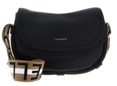 COCCINELLE Raquel Crossbody Bag Noir / Cognac