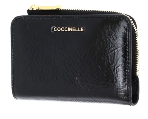 COCCINELLE Metallic Shiny Wrinkled Wallet Noir