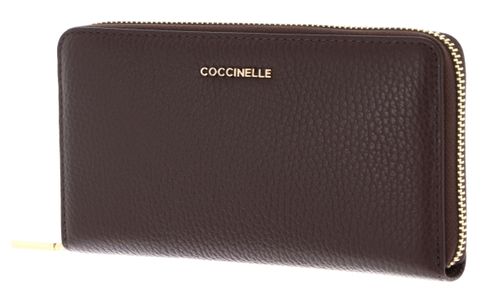 COCCINELLE Metallic Soft Wallet Grained Leather Brunette