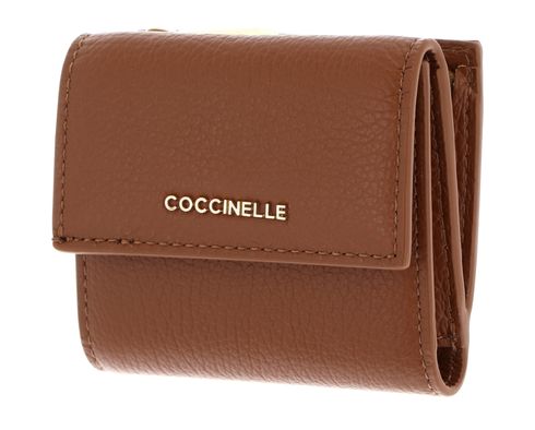 COCCINELLE Metallic Soft Wallet Grained Leather Cognac