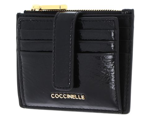 COCCINELLE Metallic Shiny Wrinkled Card Holder Noir