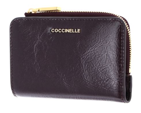 COCCINELLE Metallic Shiny Wrinkled Wallet Prune