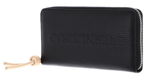 COCCINELLE Metallic Soft Wallet Grained Leather Noir / Betulla