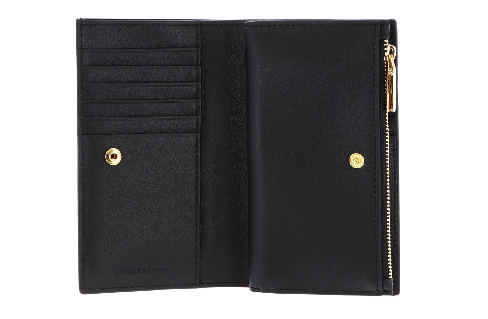COCCINELLE Metallic Shiny Wrinkled Wallet Noir COCCINELLE Metallic Shiny Wrinkled Wallet Noir