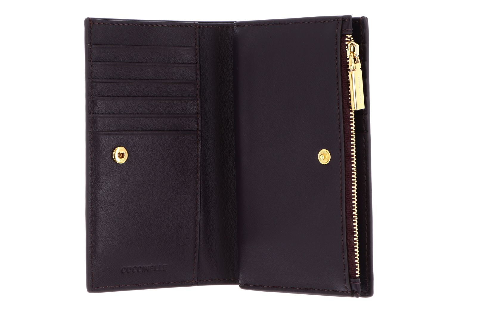 COCCINELLE Metallic Shiny Wrinkled Wallet Prune COCCINELLE Metallic Shiny Wrinkled Wallet Prune