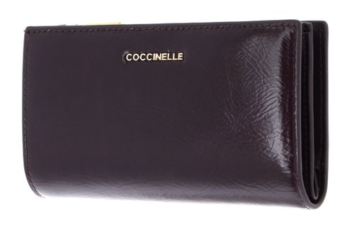 COCCINELLE Metallic Shiny Wrinkled Wallet Prune