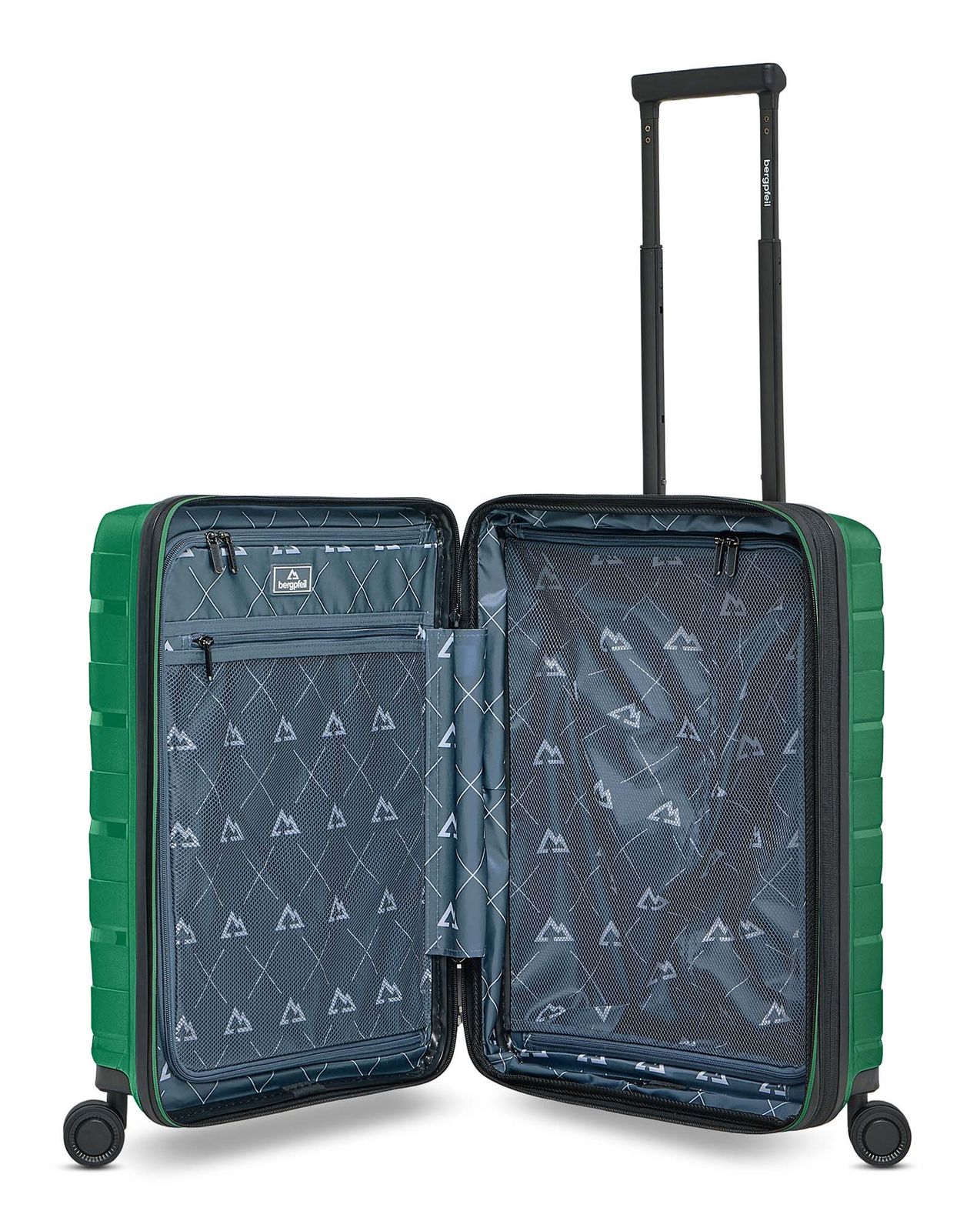Bergpfeil Travel Cabin Trolley With Front Pocket S+ Emerald Green Metallic Bergpfeil Travel Cabin Trolley With Front Pocket S+ Emerald Green Metallic