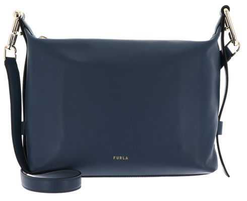 FURLA Vitello Claris Lux Tonie Hobo Bag M Grigio Blu