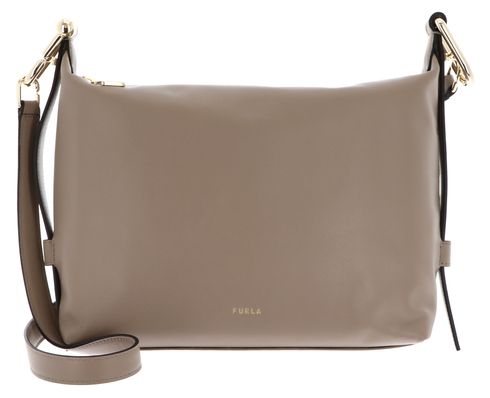 FURLA Vitello Claris Lux Tonie Hobo Bag M Greige