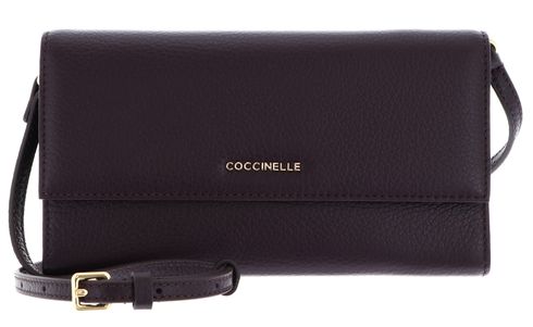 COCCINELLE Metallic Soft Mini Bag Wallet Grained Leather Prune COCCINELLE Metallic Soft Mini Bag Wallet Grained Leather Prune