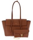 COCCINELLE Double Beat Grained Leather Handbag Cognac