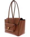 COCCINELLE Double Beat Grained Leather Handbag Cognac