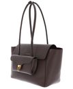COCCINELLE Double Beat Grained Leather Handbag Brunette