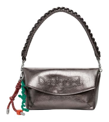 Desigual Half Logo Trokel Shoulder Bag Brushed Silver Desigual Half Logo Trokel Shoulder Bag Brushed Silver