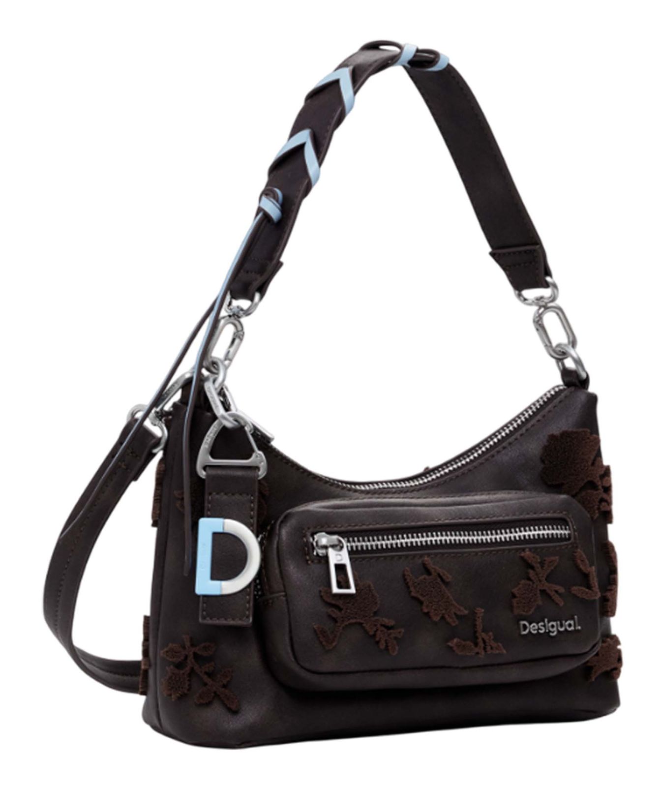 Desigual Medellin Stencil Flower Shoulderbag Chocolate Desigual Medellin Stencil Flower Shoulderbag Chocolate
