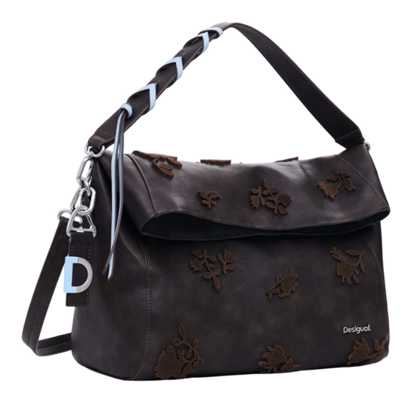 Desigual Loverty 3.0 Stencil Flower Shoulder Bag Chocolate Desigual Loverty 3.0 Stencil Flower Shoulder Bag Chocolate