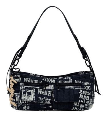Desigual Donosti Newspaper Hand Bag Black