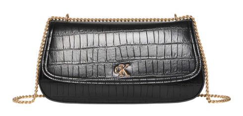 Calvin Klein CK Croc Medium Convertible Chain Bag Black / Antique Light Gold