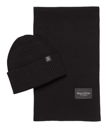 Marc O'Polo Knitted Hat And Scarf Set Black