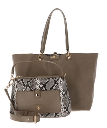 U.S. POLO ASSN. Axtell Reversible Shopping Bag Light Taupe + Sand Python U.S. POLO ASSN. Axtell Reversible Shopping Bag Light Taupe + Sand Python
