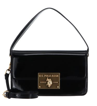 U.S. POLO ASSN. Winton Flap Handle Bag Black Patent Leather
